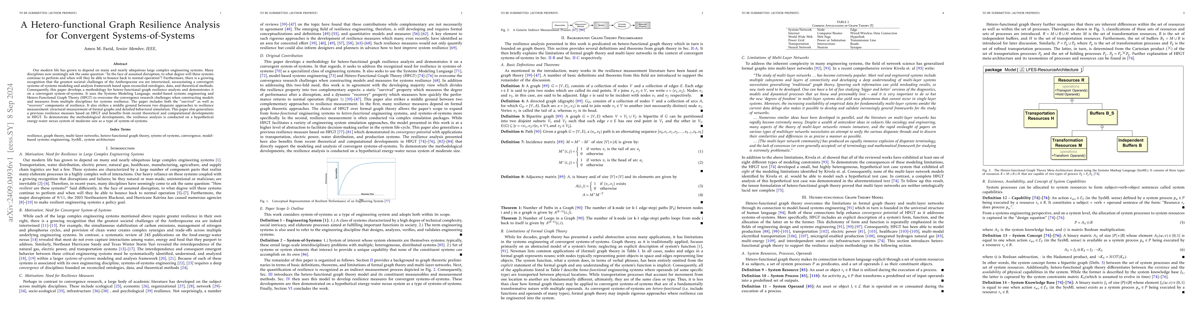 Thumbnail for A Hetero-functional Graph Resilience Analysis for Convergent
  Systems-of-Systems
