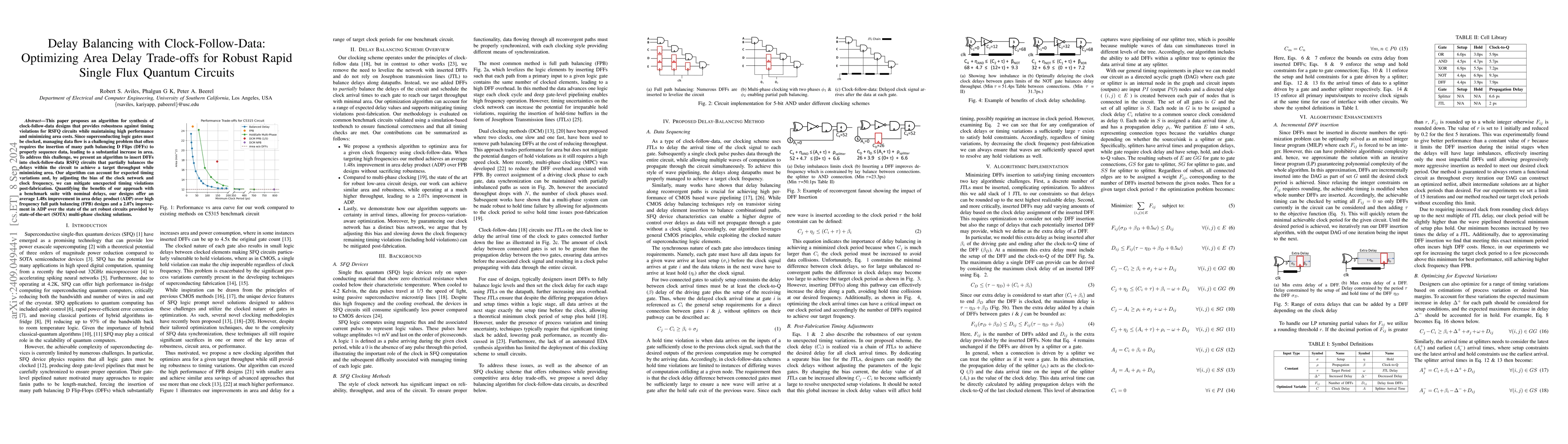 Thumbnail for Delay Balancing with Clock-Follow-Data: Optimizing Area Delay Trade-offs
  for Robust Rapid Single Flux Quantum Circuits