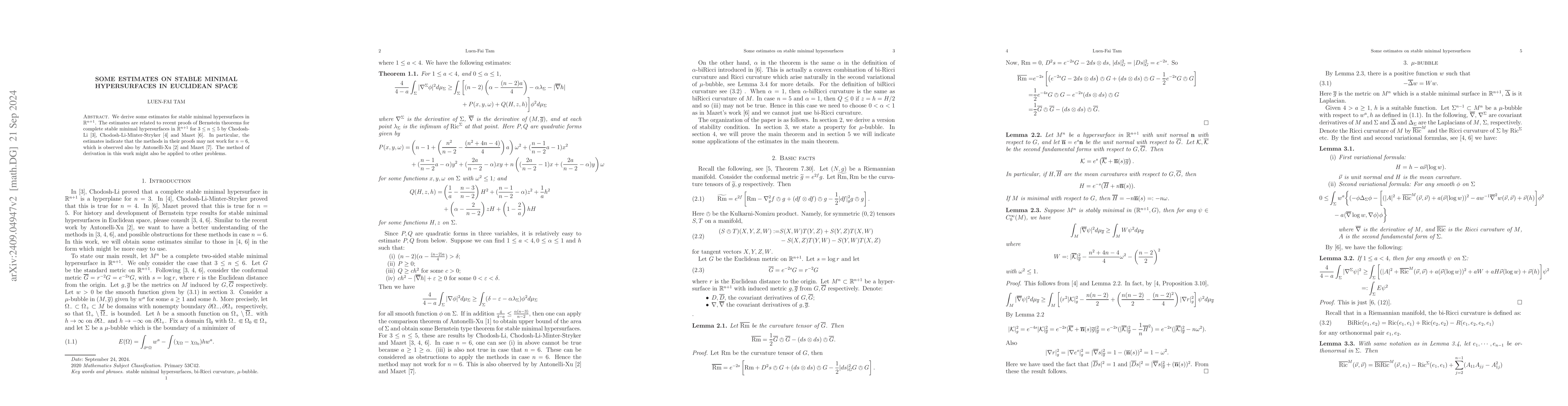 Thumbnail for Some estimates on stable minimal hypersurfaces in Euclidean space