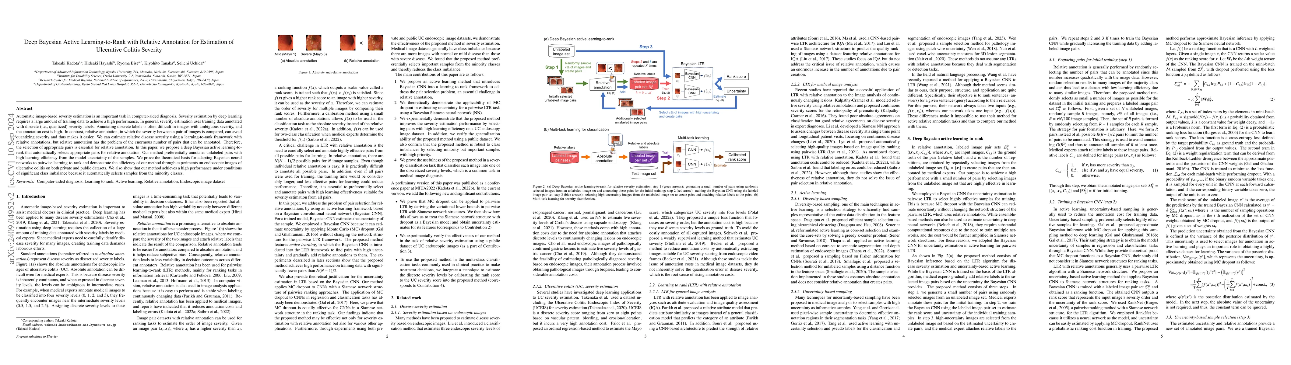 Thumbnail for Deep Bayesian Active Learning-to-Rank with Relative Annotation for
  Estimation of Ulcerative Colitis Severity