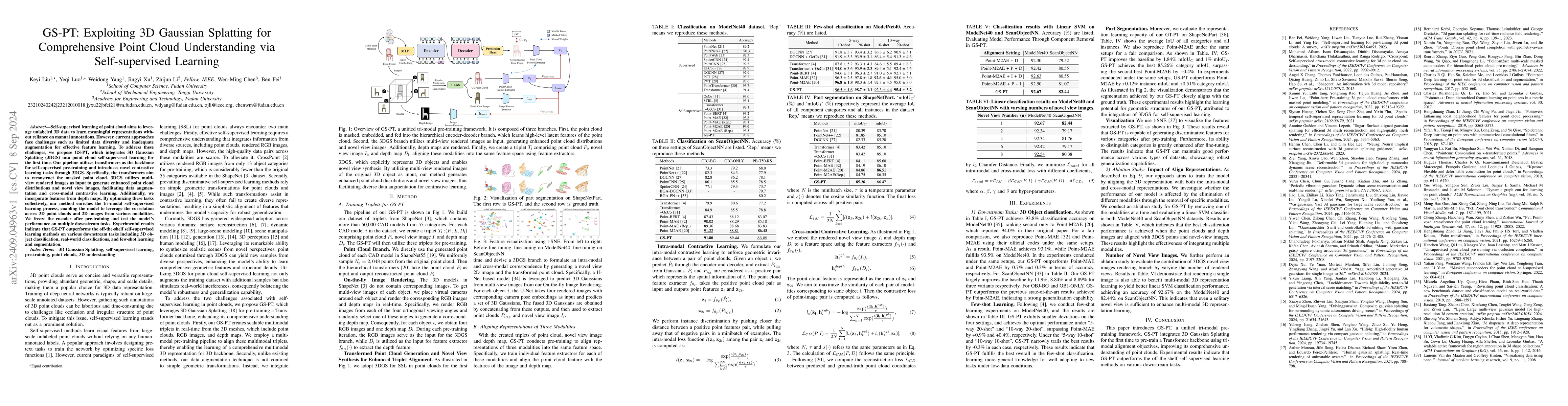 Thumbnail for GS-PT: Exploiting 3D Gaussian Splatting for Comprehensive Point Cloud
  Understanding via Self-supervised Learning