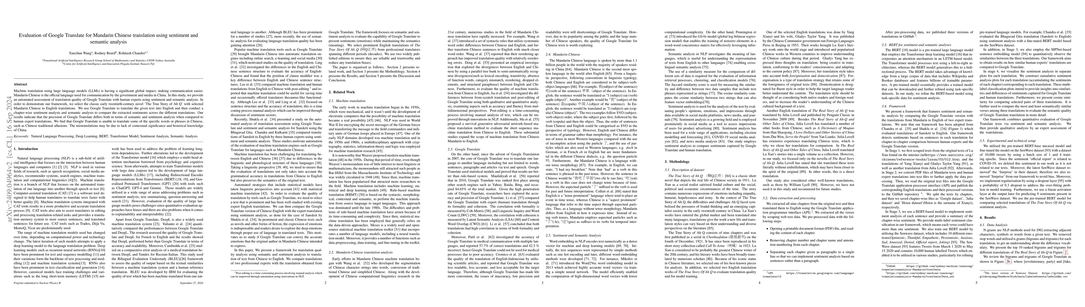 Thumbnail for Evaluation of Google Translate for Mandarin Chinese translation using
  sentiment and semantic analysis