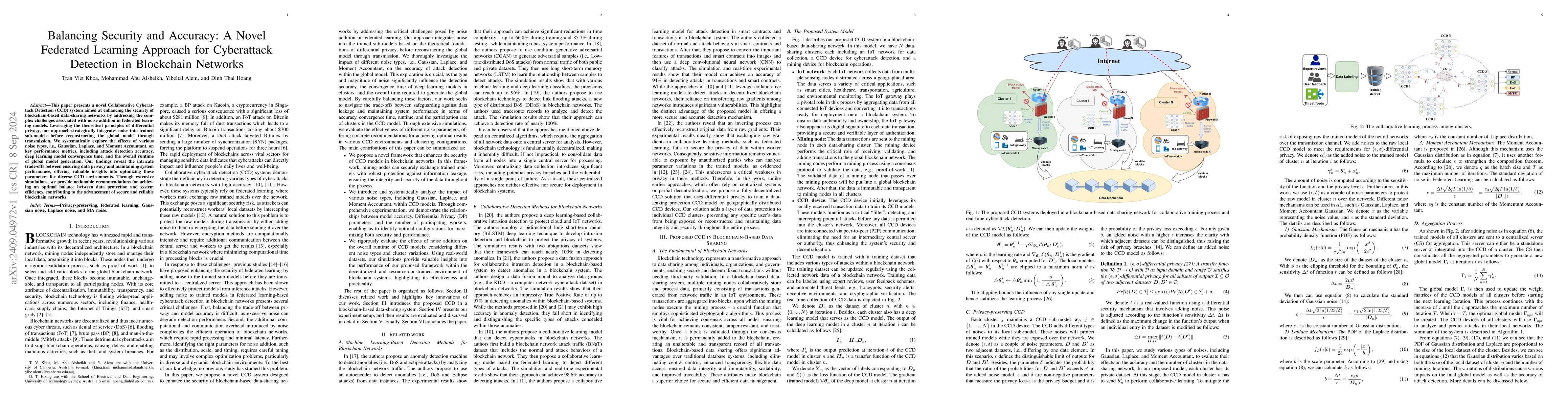 Thumbnail for Balancing Security and Accuracy: A Novel Federated Learning Approach for
  Cyberattack Detection in Blockchain Networks