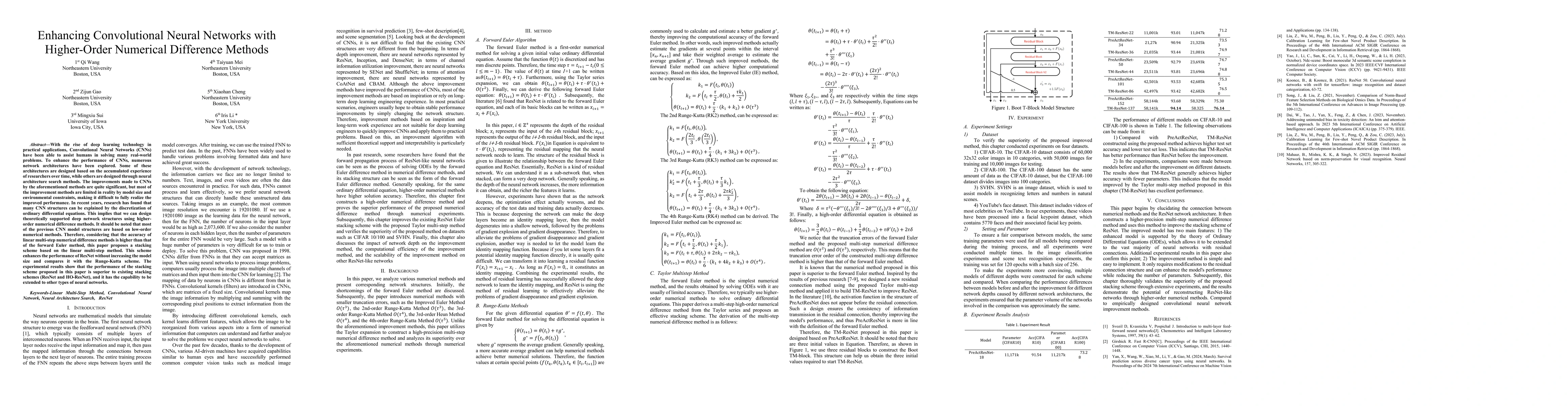 Thumbnail for Enhancing Convolutional Neural Networks with Higher-Order Numerical
  Difference Methods