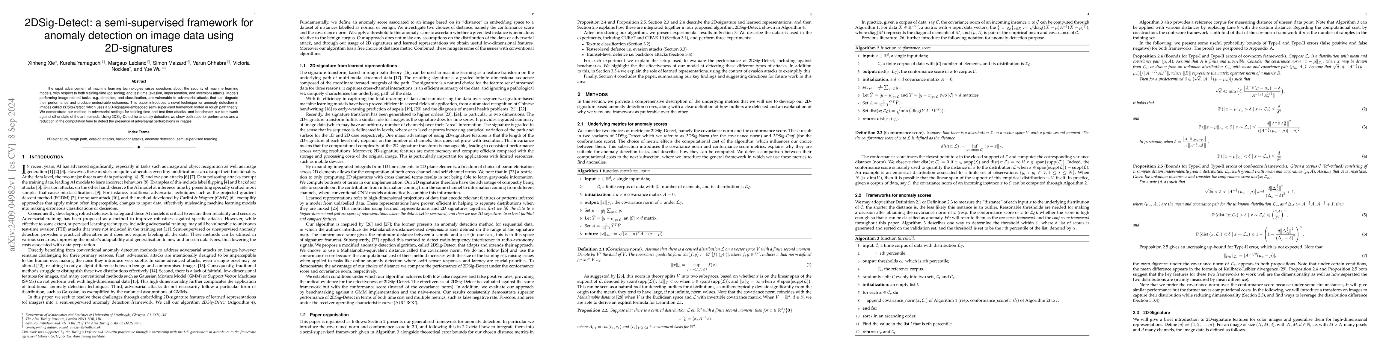 Thumbnail for 2DSig-Detect: a semi-supervised framework for anomaly detection on image
  data using 2D-signatures