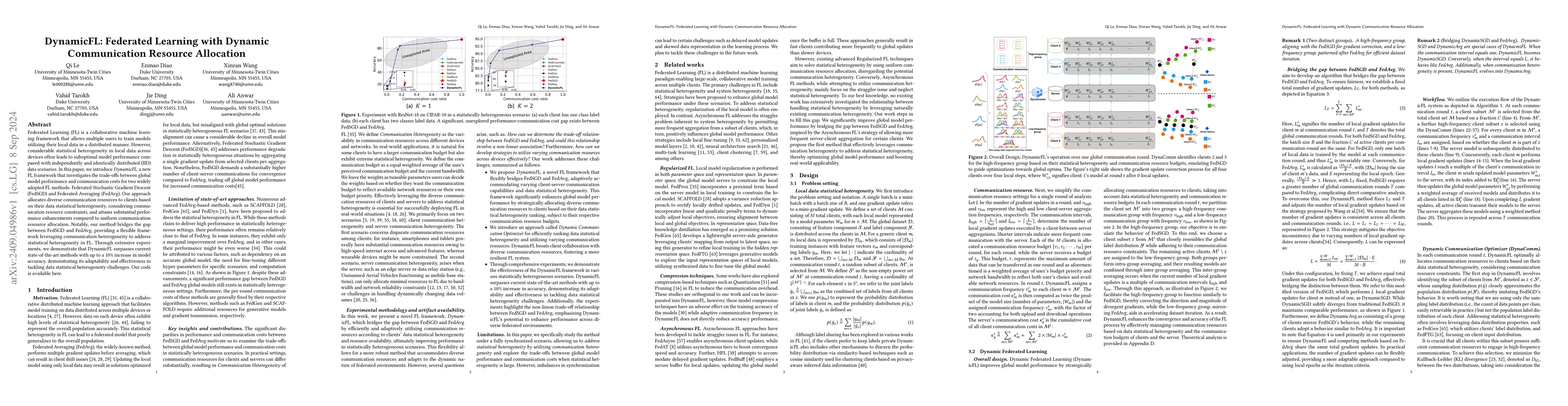 Thumbnail for DynamicFL: Federated Learning with Dynamic Communication Resource
  Allocation