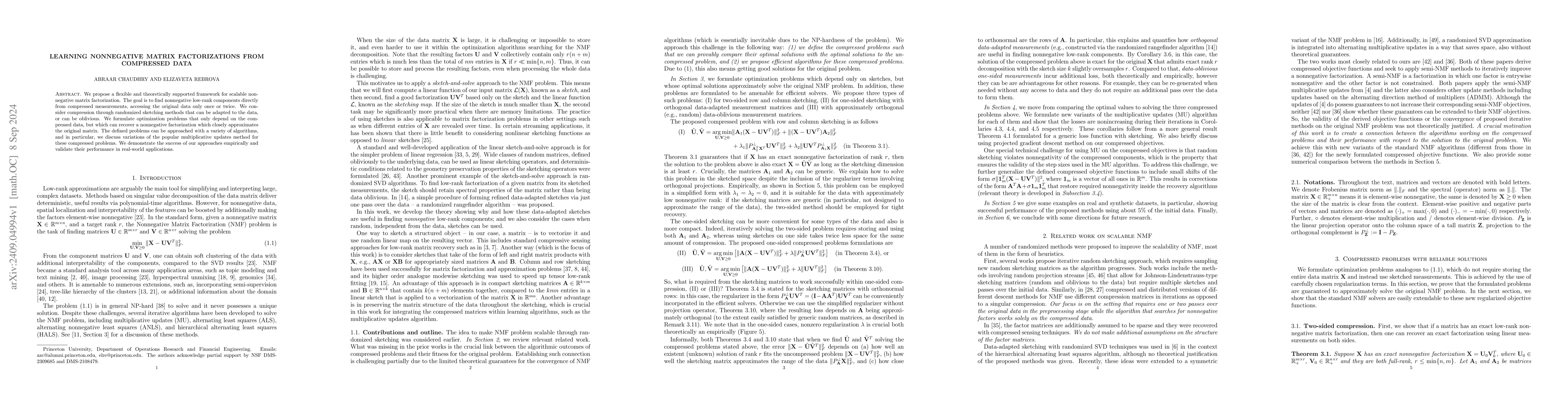 Thumbnail for Learning nonnegative matrix factorizations from compressed data