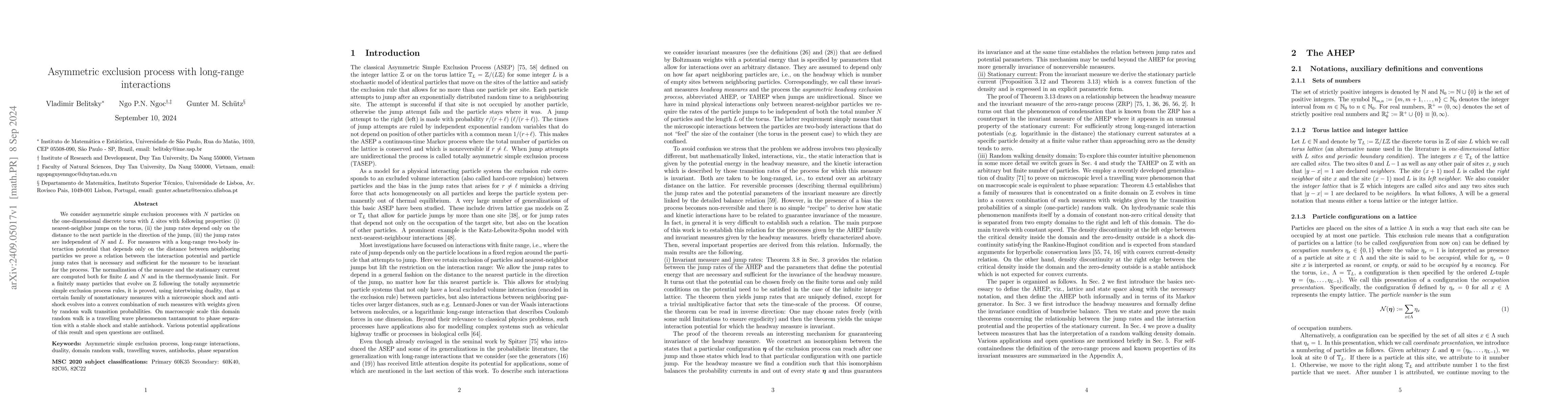 Thumbnail for Asymmetric exclusion process with long-range interactions