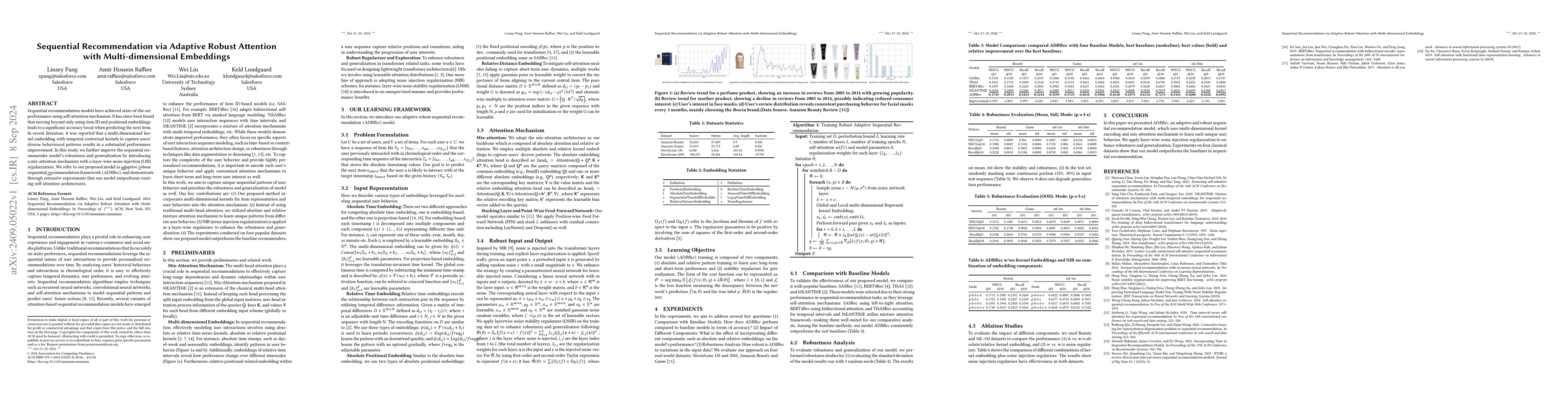 Thumbnail for Sequential Recommendation via Adaptive Robust Attention with
  Multi-dimensional Embeddings