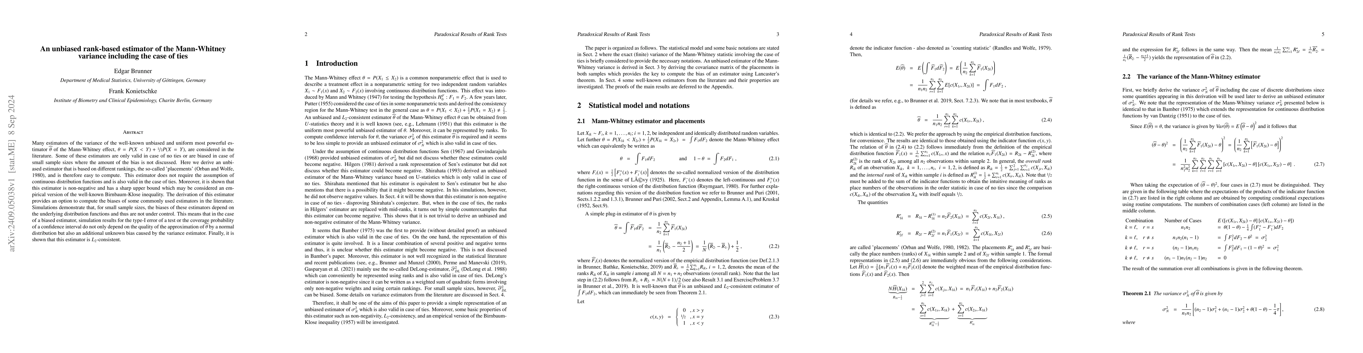 Thumbnail for An unbiased rank-based estimator of the Mann-Whitney variance including
  the case of ties