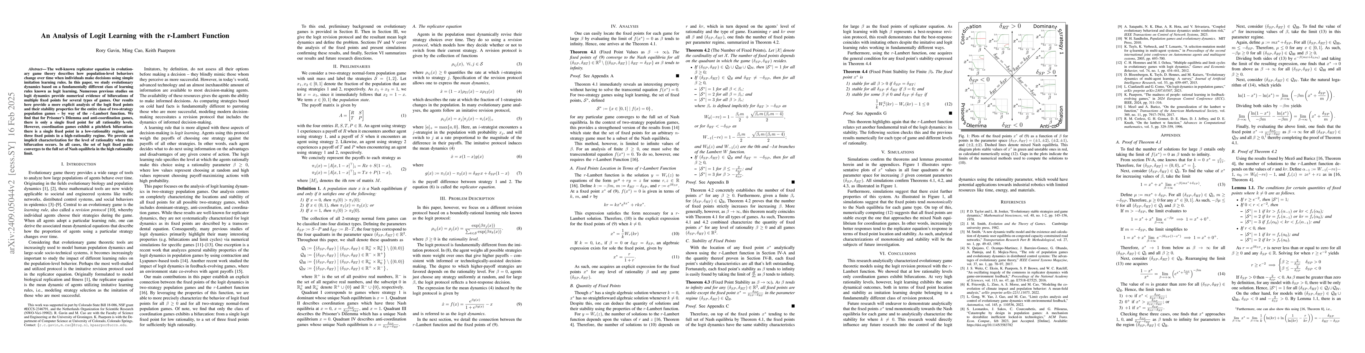 Thumbnail for An Analysis of Logit Learning with the r-Lambert Function