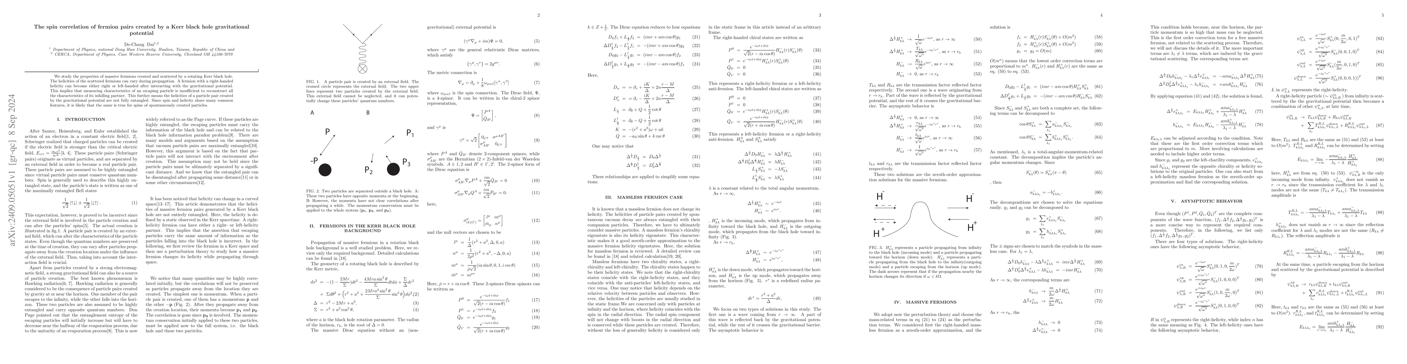 Thumbnail for The spin correlation of fermion pairs created by a Kerr black hole
  gravitational potential
