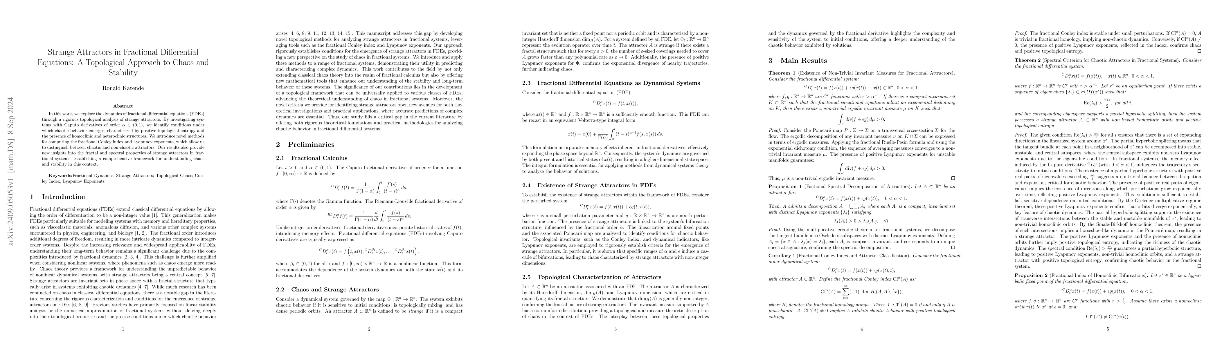 Thumbnail for Strange Attractors in Fractional Differential Equations: A Topological
  Approach to Chaos and Stability