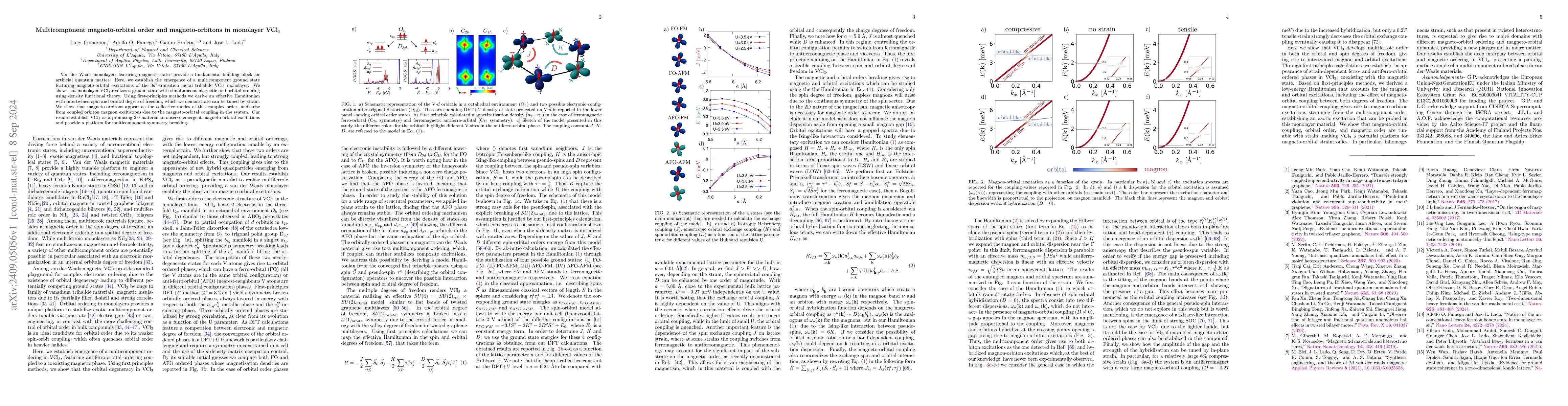 Thumbnail for Multicomponent magneto-orbital order and magneto-orbitons in monolayer
  VCl3