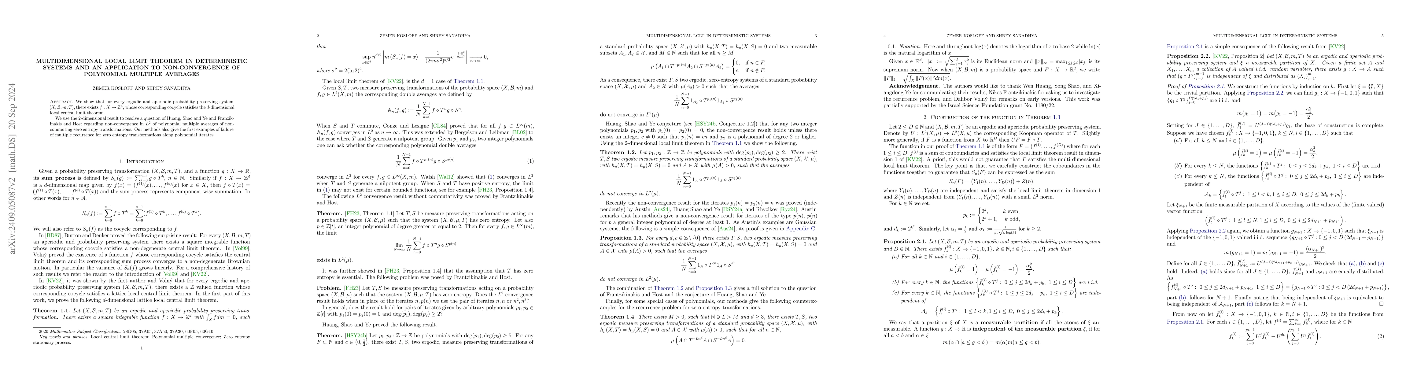 Thumbnail for Multidimensional local limit theorem in deterministic systems and an
  application to non-convergence of polynomial multiple averages
