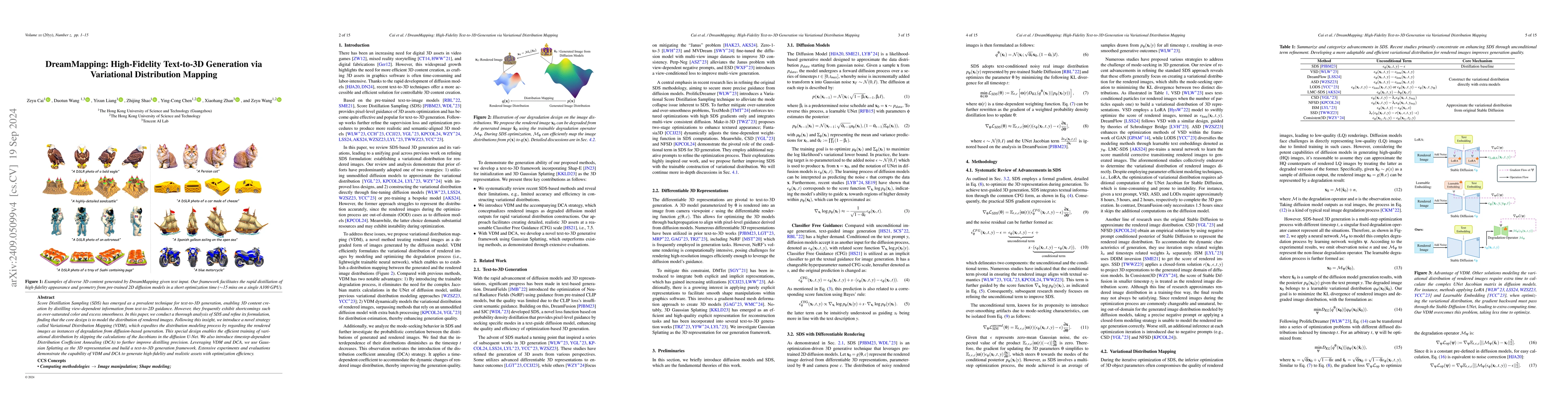 Thumbnail for DreamMapping: High-Fidelity Text-to-3D Generation via Variational
  Distribution Mapping