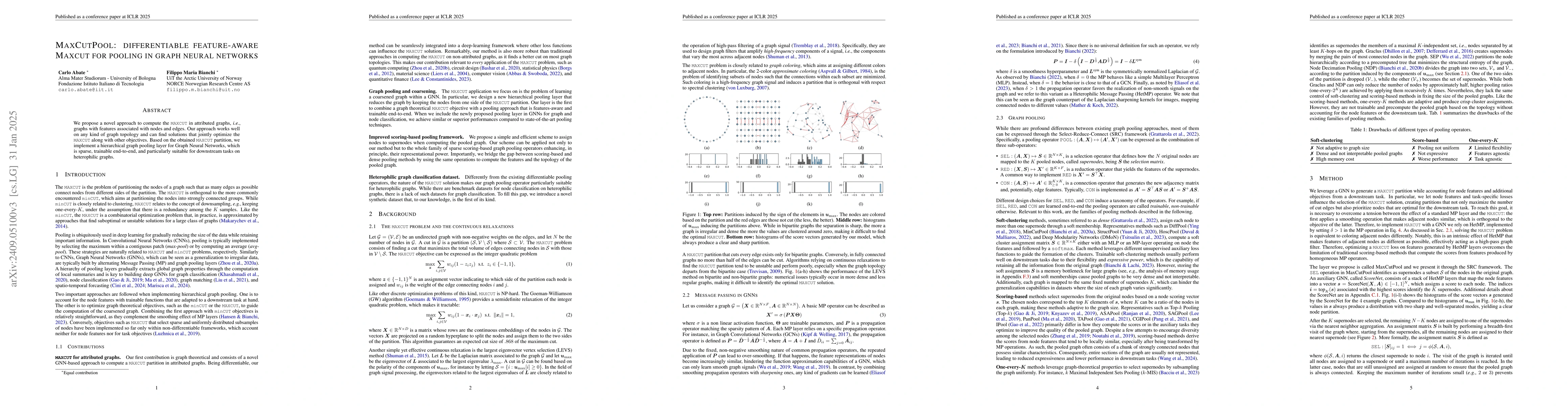 Thumbnail for MaxCutPool: differentiable feature-aware Maxcut for pooling in graph
  neural networks