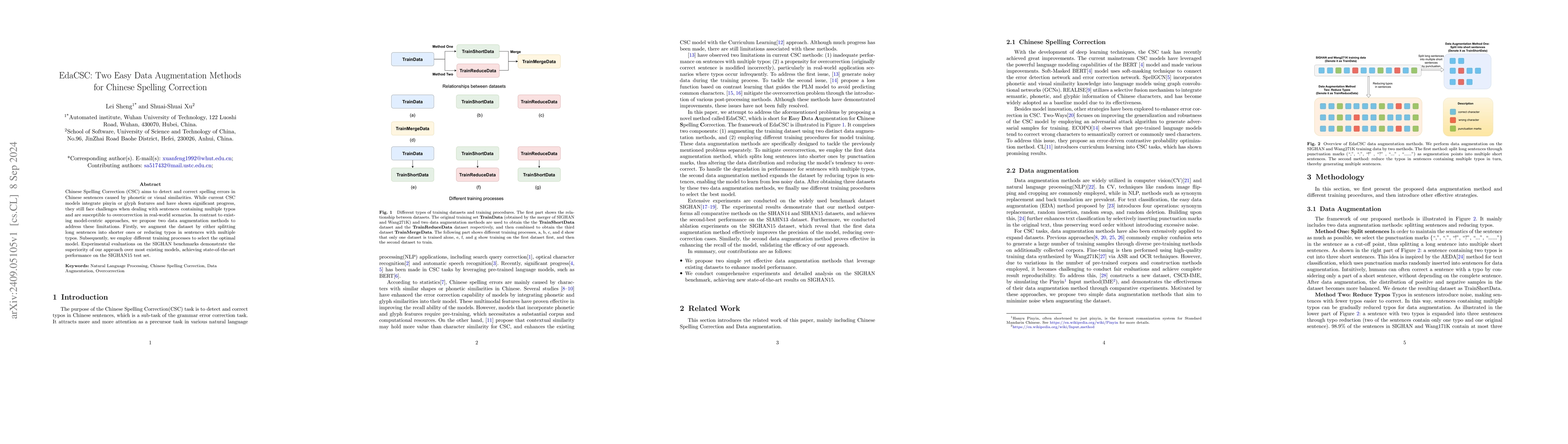 Thumbnail for EdaCSC: Two Easy Data Augmentation Methods for Chinese Spelling
  Correction
