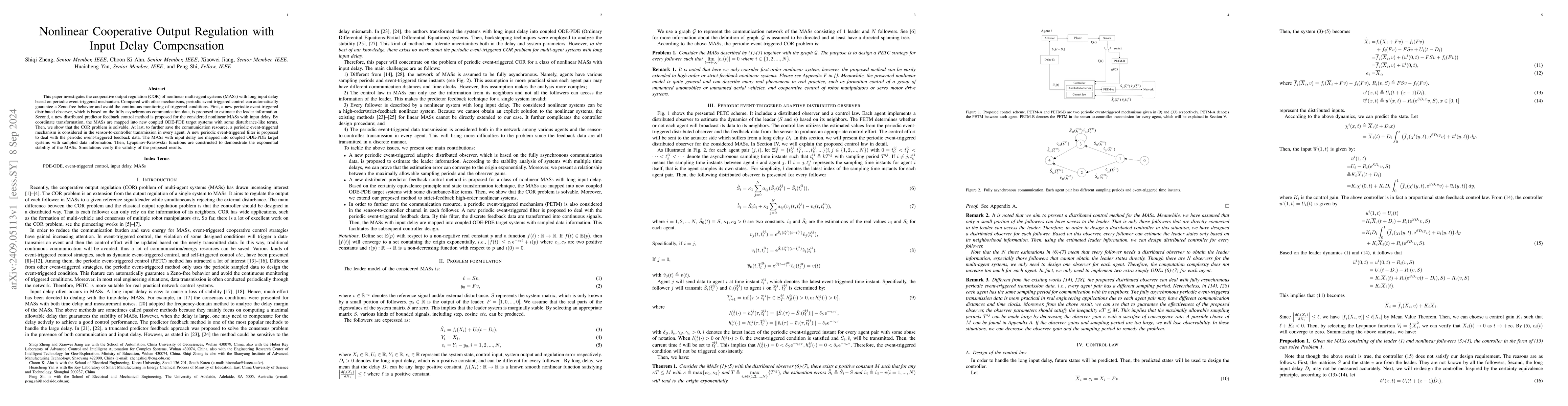Thumbnail for Nonlinear Cooperative Output Regulation with Input Delay Compensation