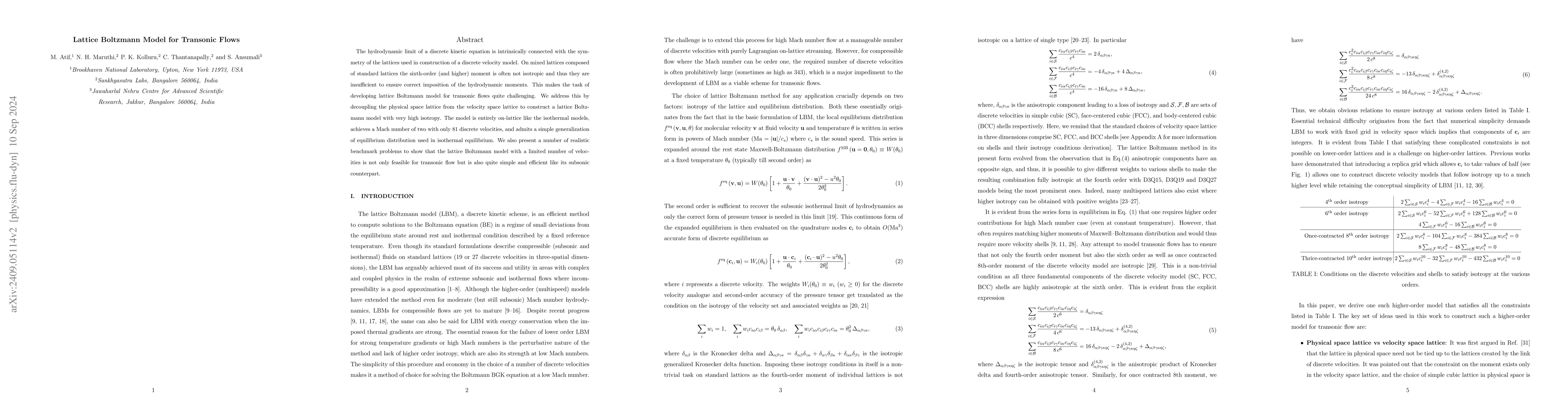 Thumbnail for Lattice Boltzmann Model for Transonic Flows