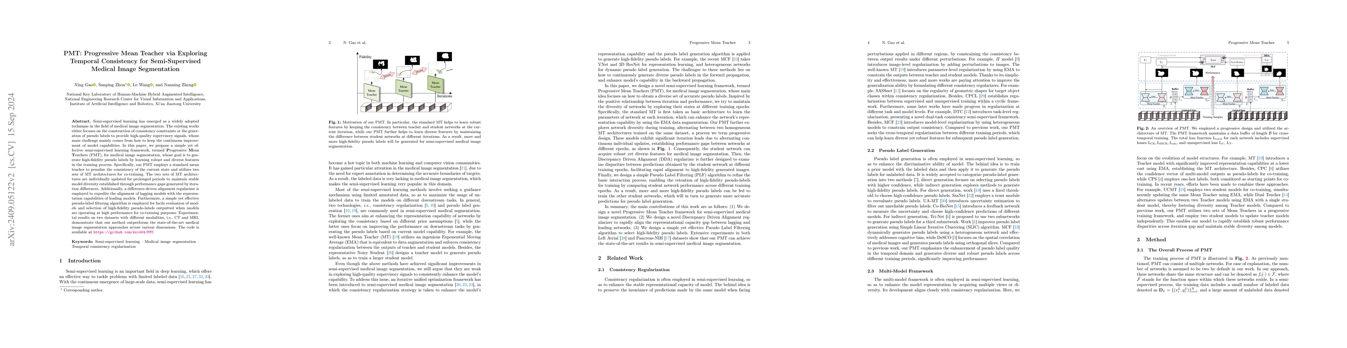 Thumbnail for PMT: Progressive Mean Teacher via Exploring Temporal Consistency for
  Semi-Supervised Medical Image Segmentation