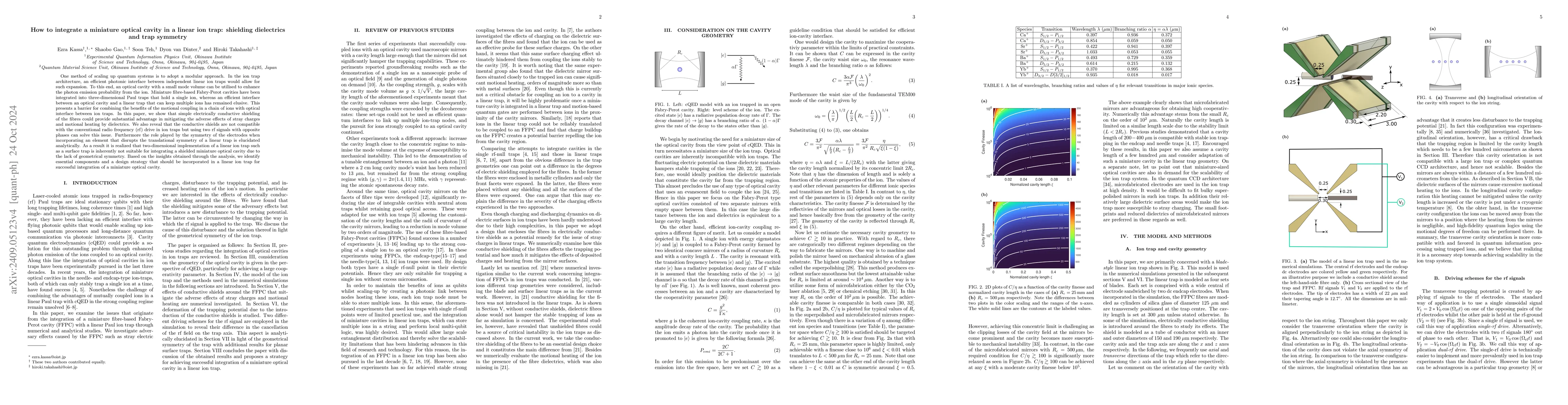Thumbnail for How to integrate a miniature optical cavity in a linear ion trap:
  shielding dielectrics and trap symmetry
