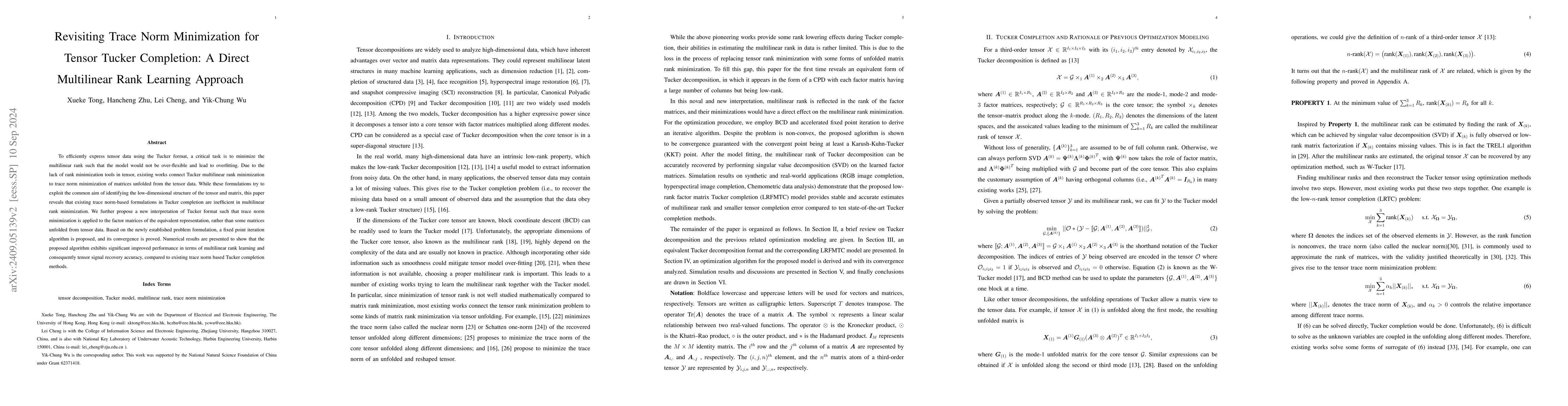 Thumbnail for Revisiting Trace Norm Minimization for Tensor Tucker Completion: A
  Direct Multilinear Rank Learning Approach