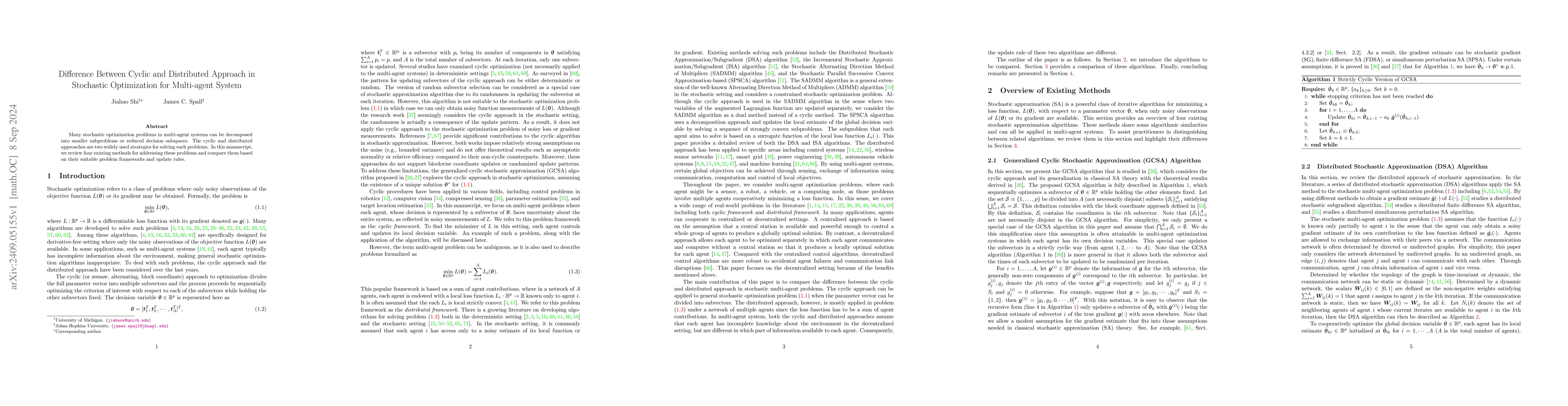 Thumbnail for Difference Between Cyclic and Distributed Approach in Stochastic
  Optimization for Multi-agent System