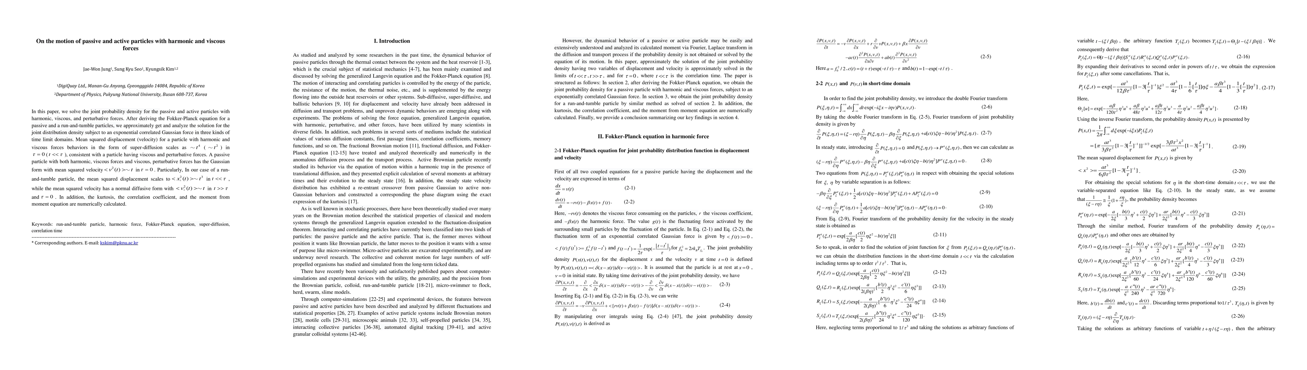 Thumbnail for On the motion of passive and active particles with harmonic and viscous
  forces