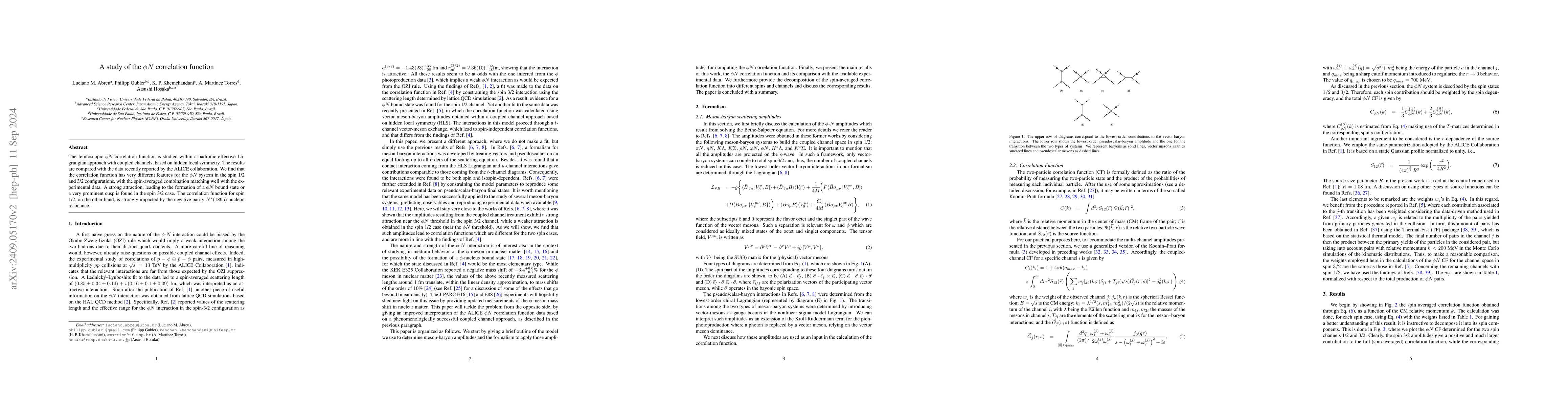 Thumbnail for A study of the $φN$ correlation function