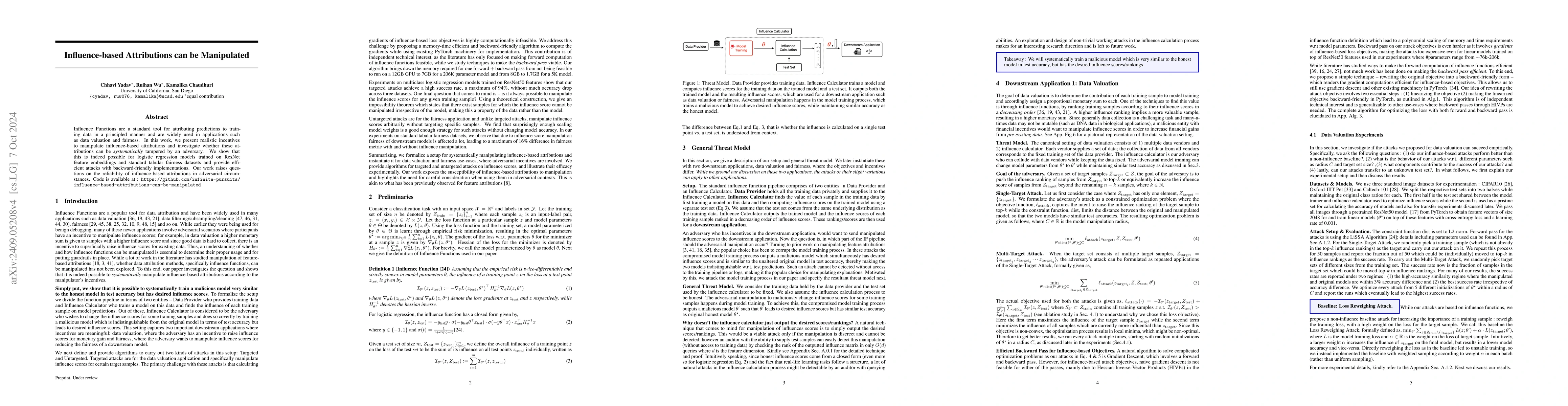 Thumbnail for Influence-based Attributions can be Manipulated