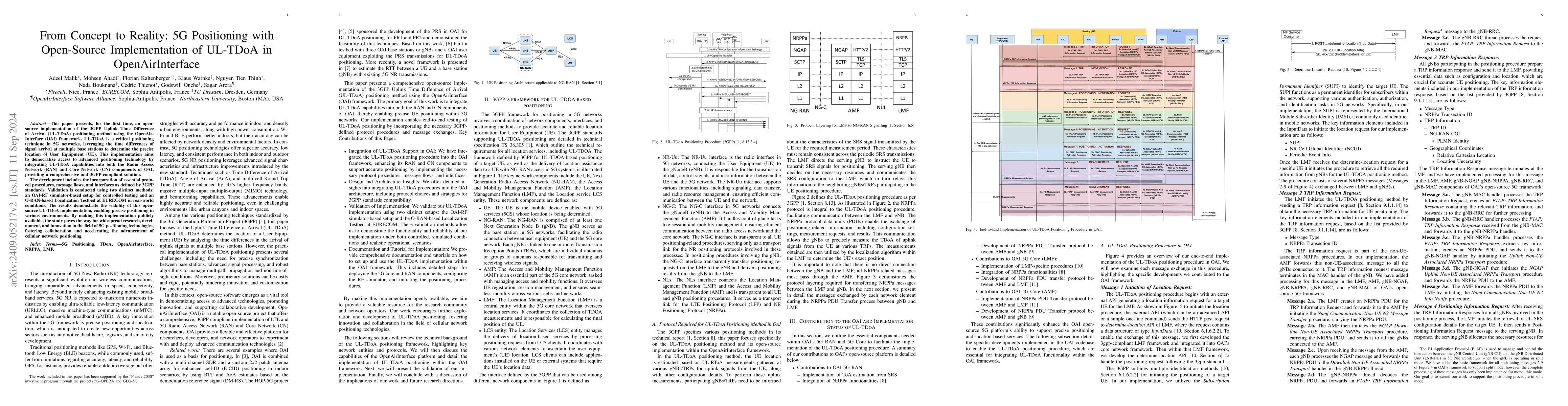 Thumbnail for From Concept to Reality: 5G Positioning with Open-Source Implementation
  of UL-TDoA in OpenAirInterface