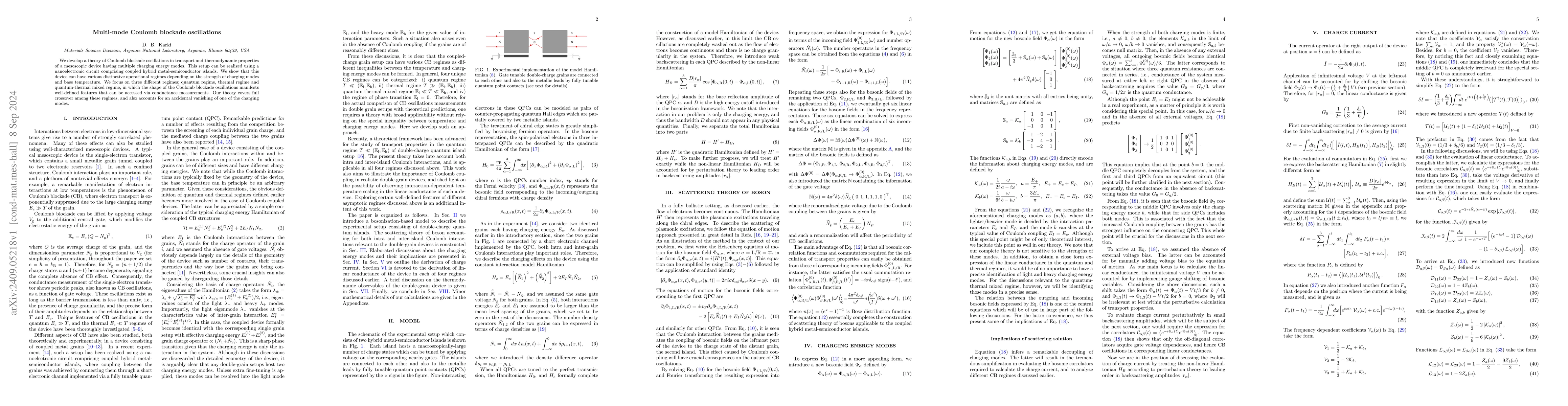 Thumbnail for Multi-mode Coulomb blockade oscillations