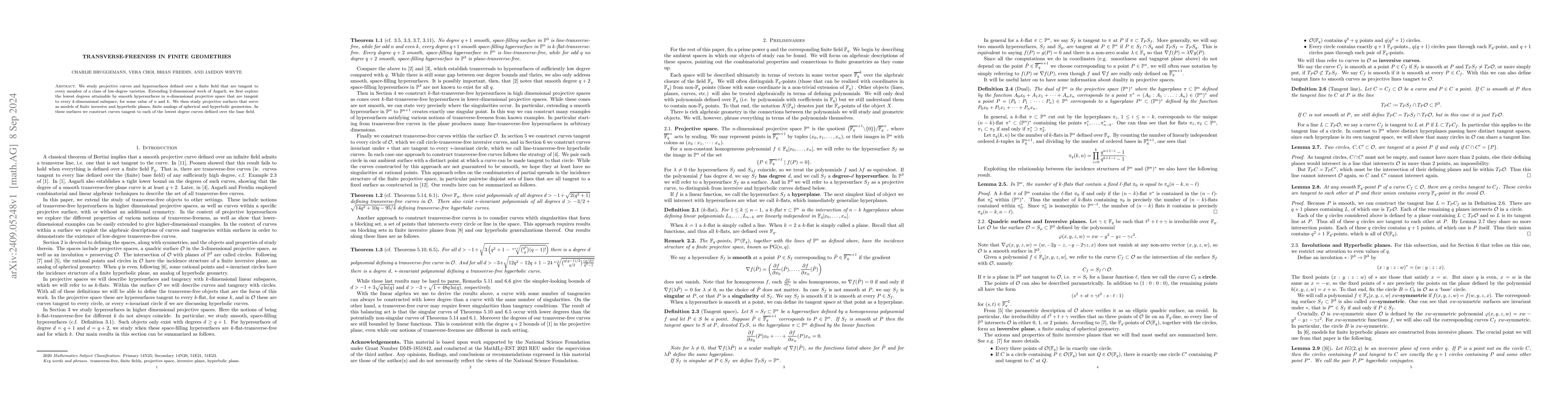 Thumbnail for Transverse-freeness in finite geometries