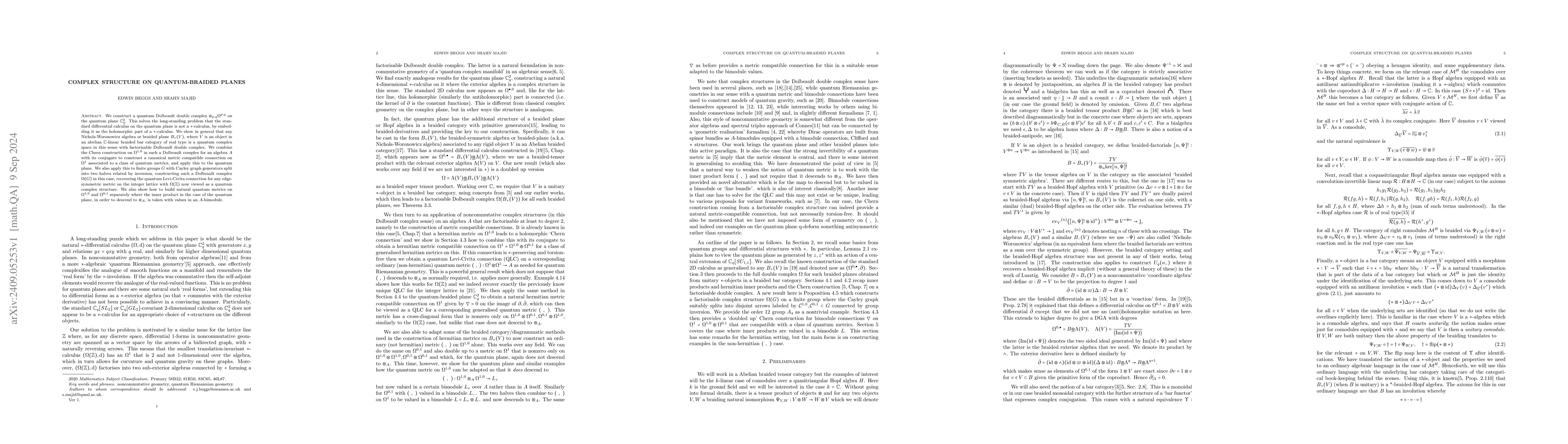 Thumbnail for Complex structure on quantum-braided planes