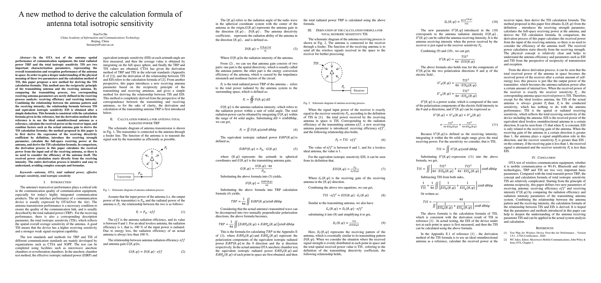Thumbnail for A new method to derive the calculation formula of antenna total
  isotropic sensitivity
