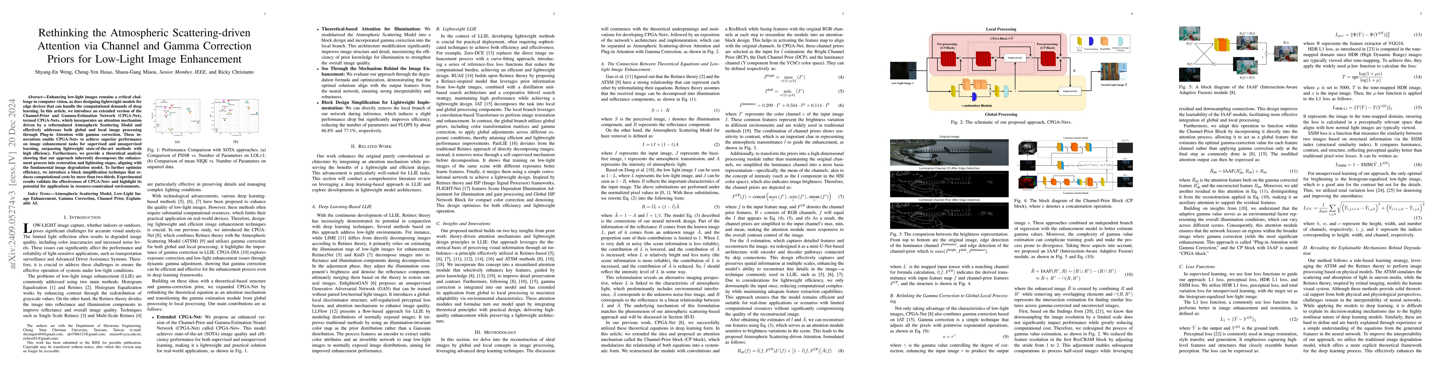 Thumbnail for Rethinking the Atmospheric Scattering-driven Attention via Channel and
  Gamma Correction Priors for Low-Light Image Enhancement