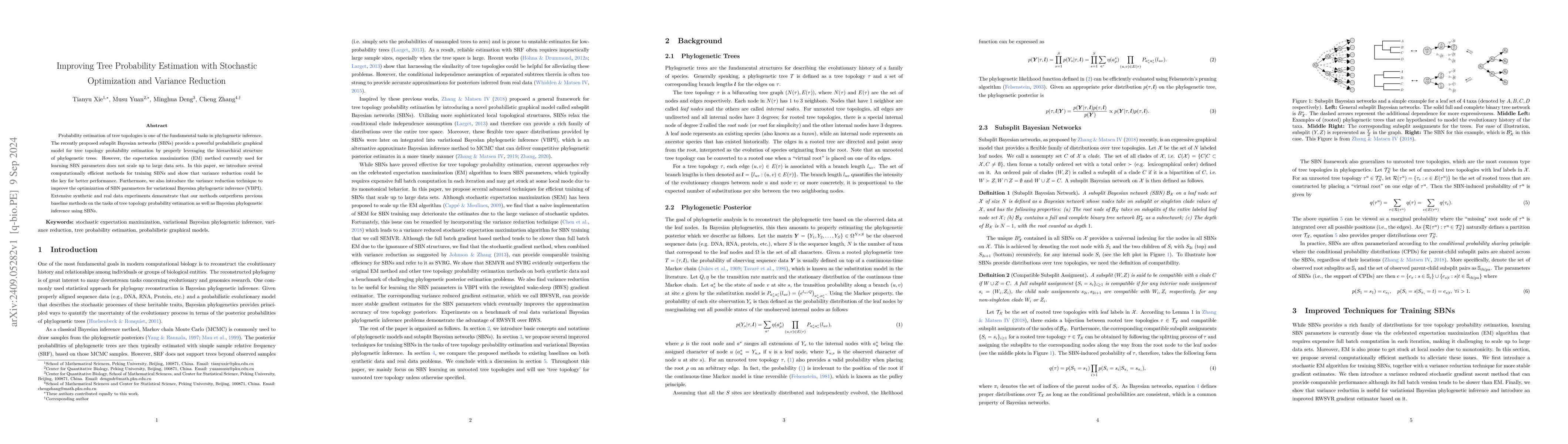 Thumbnail for Improving Tree Probability Estimation with Stochastic Optimization and
  Variance Reduction