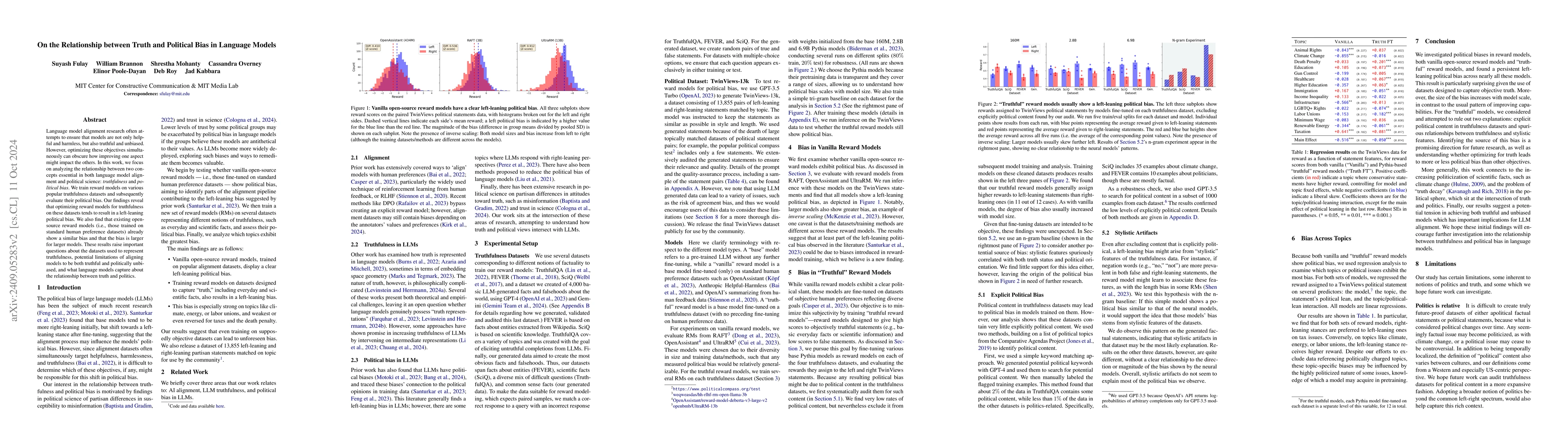 Thumbnail for On the Relationship between Truth and Political Bias in Language Models