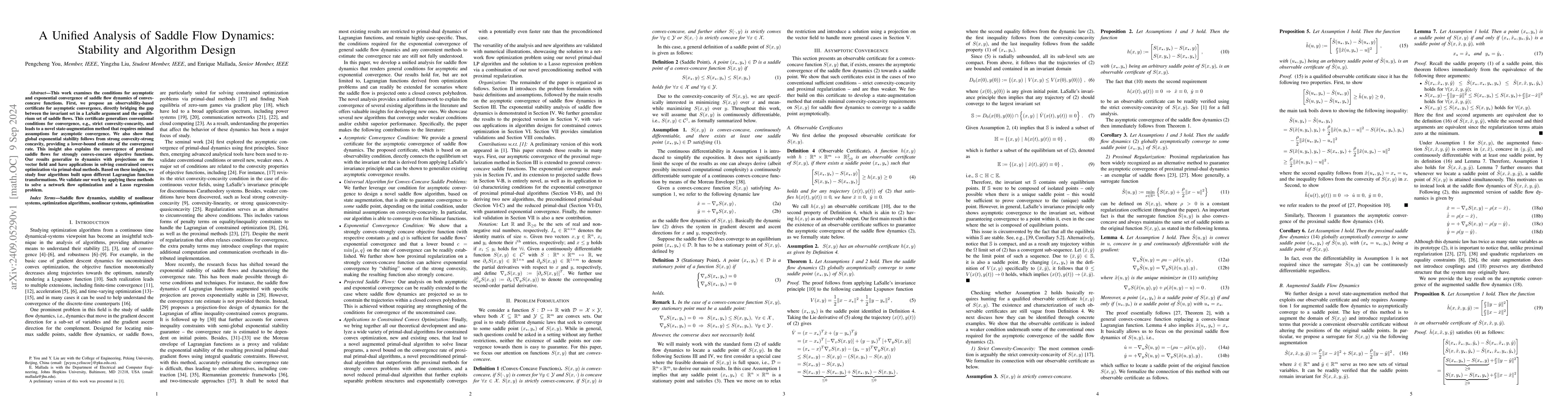 Thumbnail for A Unified Analysis of Saddle Flow Dynamics: Stability and Algorithm
  Design