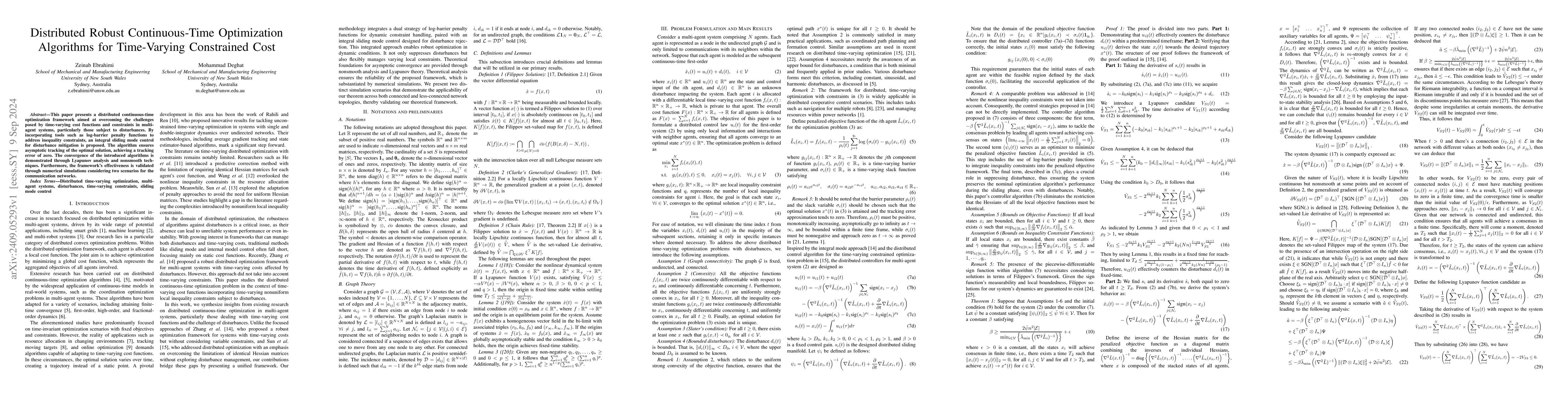 Thumbnail for Distributed Robust Continuous-Time Optimization Algorithms for
  Time-Varying Constrained Cost