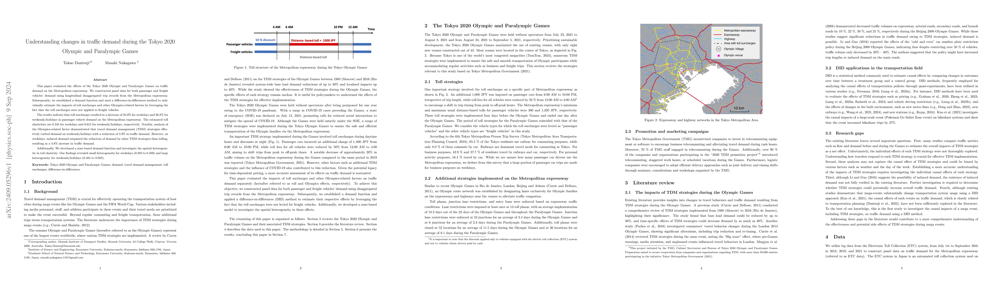 Thumbnail for Understanding changes in traffic demand during the Tokyo 2020 Olympic
  and Paralympic Games