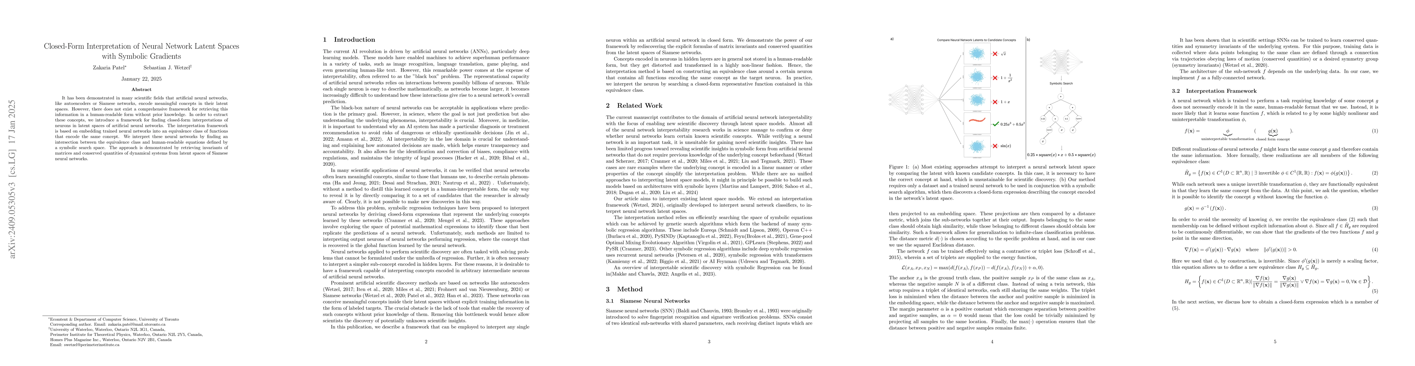 Thumbnail for Closed-Form Interpretation of Neural Network Latent Spaces with Symbolic
  Gradients