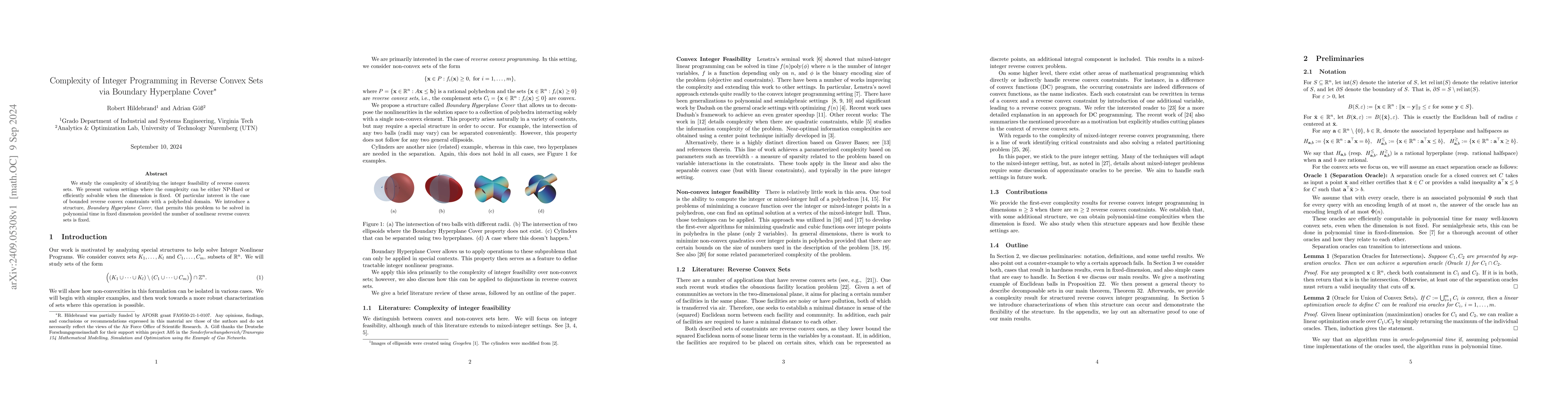 Thumbnail for Complexity of Integer Programming in Reverse Convex Sets via Boundary
  Hyperplane Cover