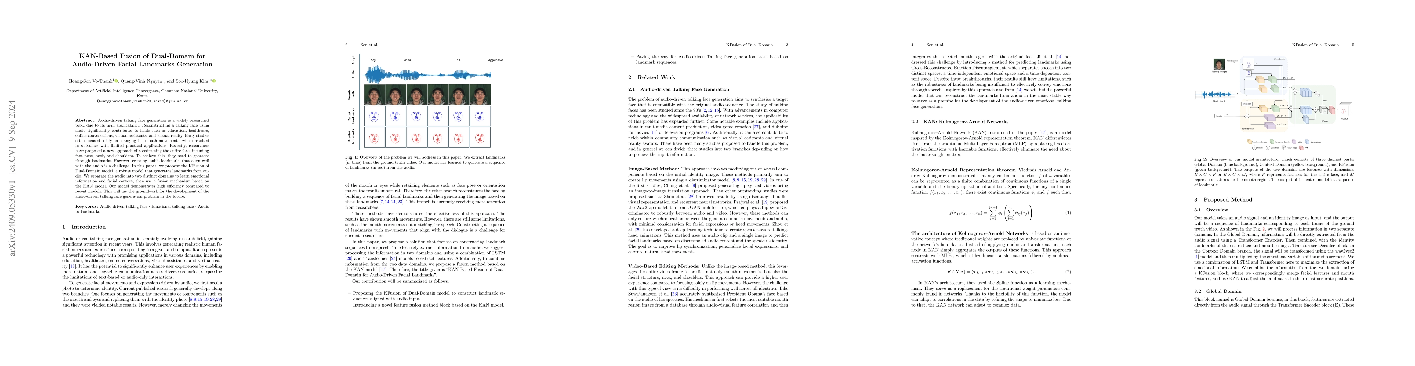 Thumbnail for KAN-Based Fusion of Dual-Domain for Audio-Driven Facial Landmarks
  Generation