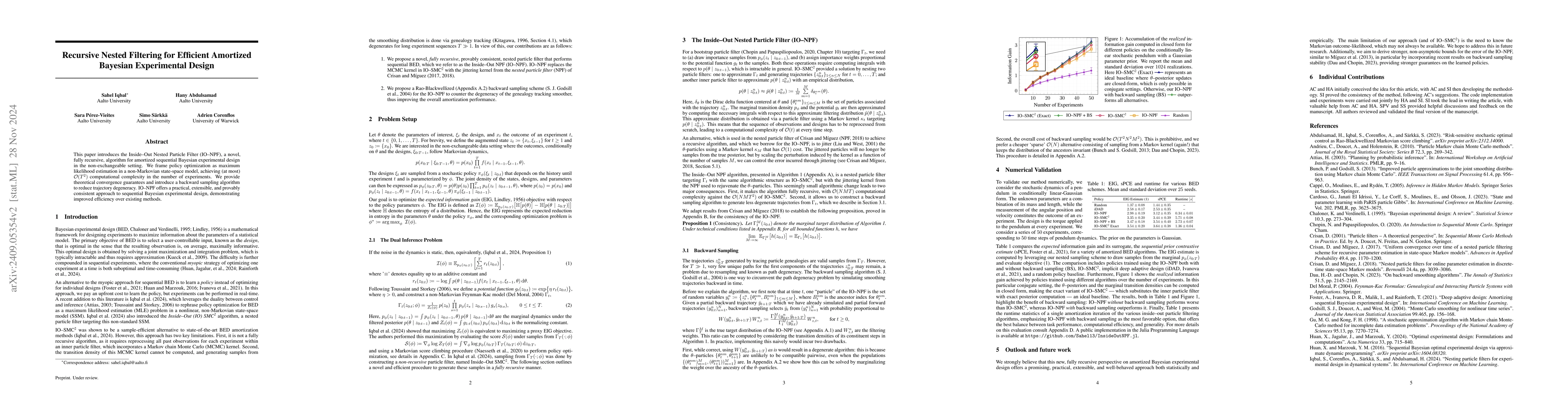 Thumbnail for Recursive Nested Filtering for Efficient Amortized Bayesian Experimental
  Design