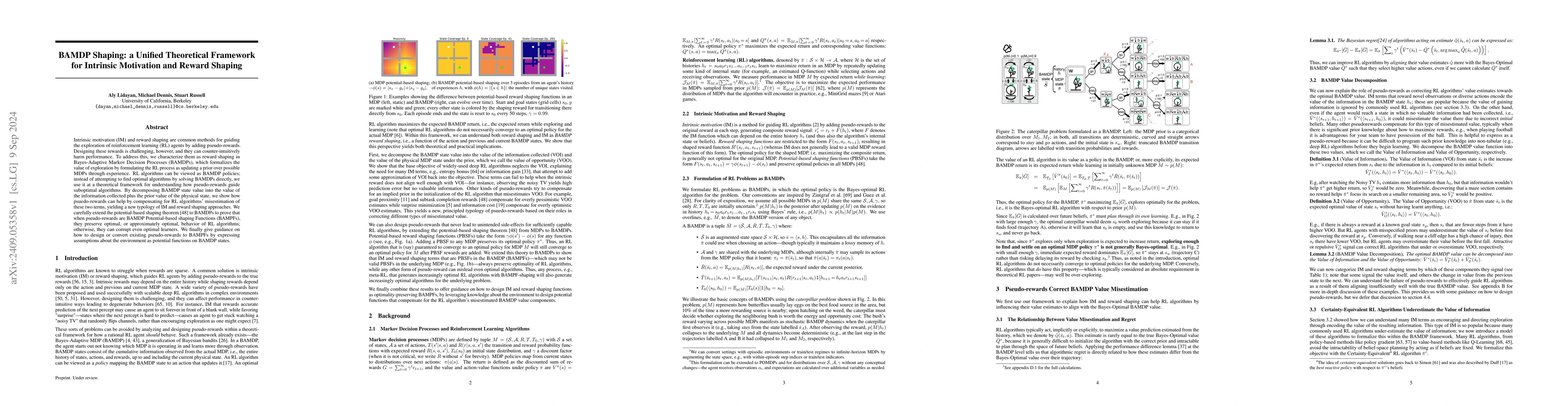 Thumbnail for BAMDP Shaping: a Unified Theoretical Framework for Intrinsic Motivation
  and Reward Shaping