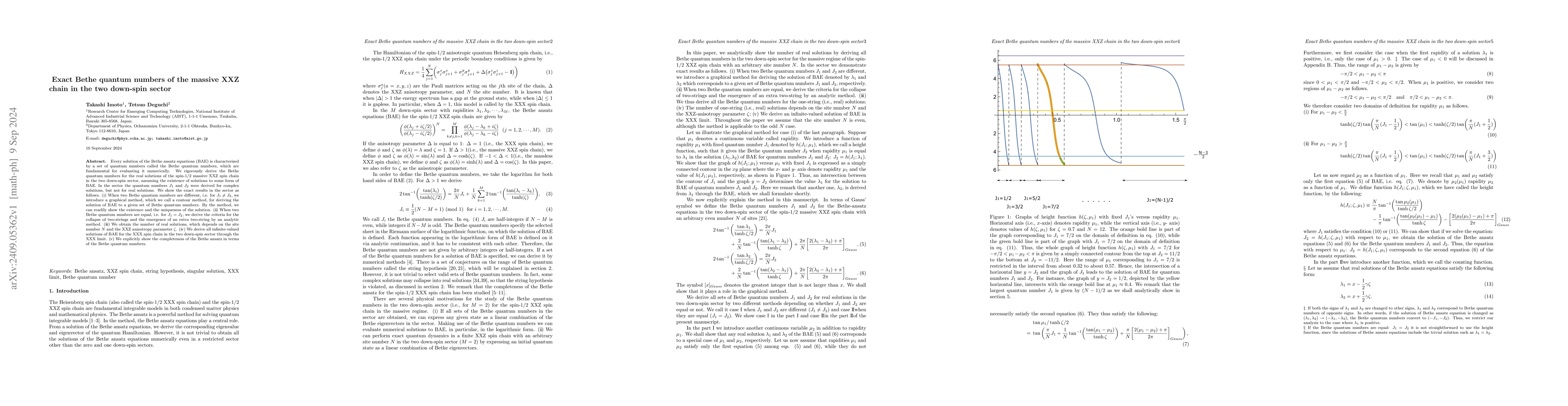 Thumbnail for Exact Bethe quantum numbers of the massive XXZ chain in the two
  down-spin sector