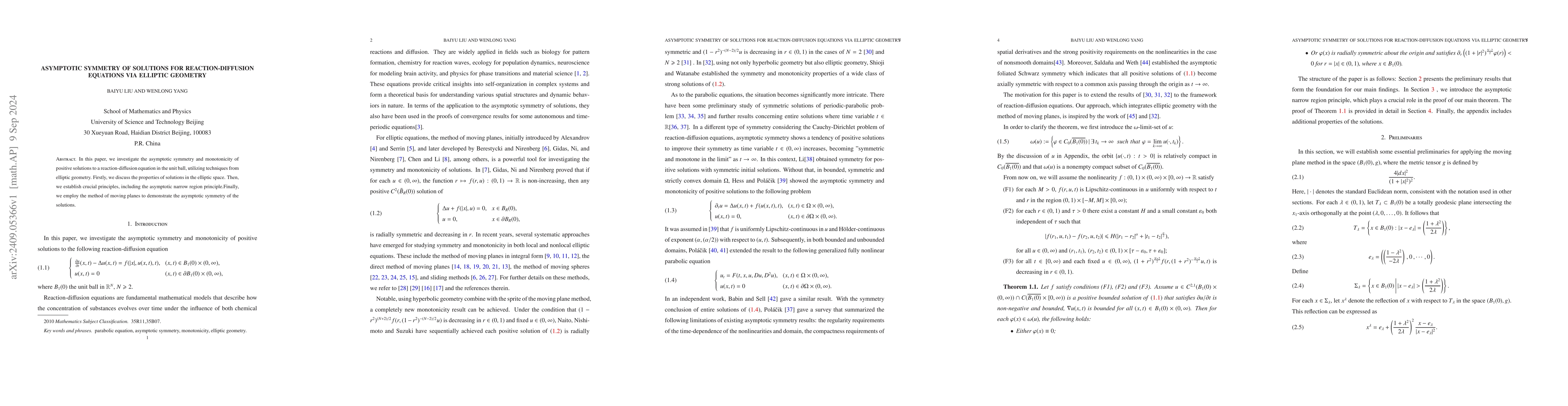 Thumbnail for Asymptotic symmetry of solutions for reaction-diffusion equations via
  elliptic geometry