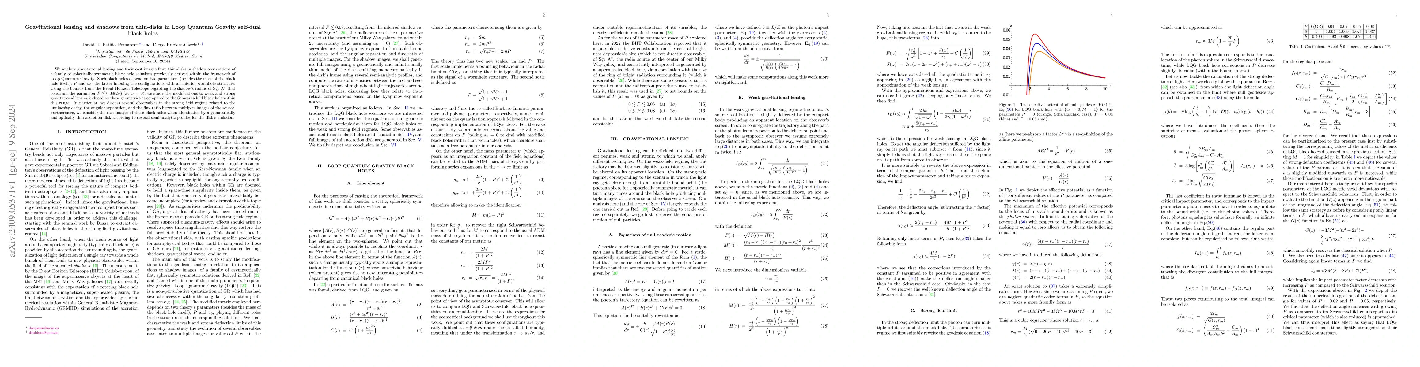 Thumbnail for Gravitational lensing and shadows from thin-disks in Loop Quantum
  Gravity self-dual black holes